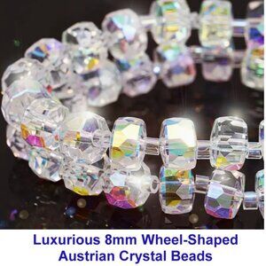 Luxurious 8mm Wheel-Shaped Austrian Crystal Beads  78 Beads